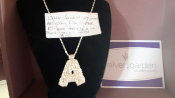 Monogram Pendent fine silver